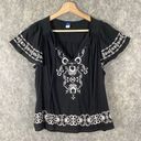 Old Navy Women’s Top Medium  Flowy Festival Cottagecore Prairie Peasant Shirt Boho Black Photo 0