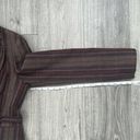 BCBGMAXAZRIA  Wool Blend Blazer Tie Front Brown Striped Silk Trim Ruffle Small Photo 11