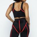 Biker Set. Contrast binding crop tank and biker shorts set. Black and red. Small Photo 2