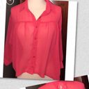 Kirra  - Coral sheer button blouse with lace back Photo 4