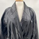 Vintage Leather Jacket Double Breasted Button Down Oversized Black Womens Medium Photo 2