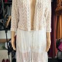 Xhilaration Cream Crochet Lace Overlay Robe Wrap Size XL Open Front 3/4 Sleeve Photo 0