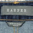 Harper Denim Jean Mini Skirt Size Medium Dark Wash Fringe Raw Hem Y2K Style Photo 3