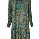 Equipment  Femme Silk Magnolia Fountain Bleu Floral Midi Dress Size 4 Photo 2