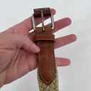 Gap  Unisex Genuine Leather Elastic Woven Braided Waist Belt Beige Tan Size 32 Photo 8