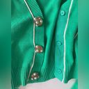 CAbi  Wallis Retro Cropped Burst of MintJulep Green Cardigan Embellished Buttons Photo 7