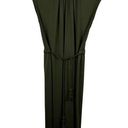 Heartloom  Rubie Satin Trim Belted Midi Dress in Olive Green Sz‎ M | Flowy Comfy Photo 0