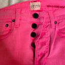 Alice + Olivia  Good High Rise Exposed Button Fly Jean Neon Pink Skinny Ankle 26 Photo 3