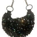 Y2K Black Beaded Iridescent Sequins Bag with Silver Ring Chainlink Hardware Photo 0