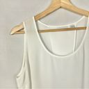 New York & Company White Chiffon Split Back Tank Top M Size M Photo 2