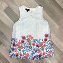 AGB Floral Lace Print Sleeveless Blouse Blue White Small Photo 10