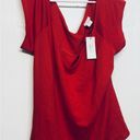 City Chic  Top Miss Vintage Limited Edition Red V-Neck Cap Sleeve Size XL 22 NWT Photo 2