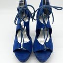 Madden Girl   Womens 8 ICCY Faux Suede Strappy Lace Up Heel Shoes Blue Club Party Photo 1