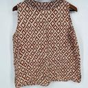 Lands'End  Sleeveless Tunic Top Sz 16P White Rust Orange Geometric Linen Shirt Photo 1