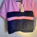 Juicy Couture Pink/Blue Colorblock Velour Short Sleeve Track Jacket Size L Photo 3