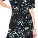 Parker  Talisa Black Combo Floral Surplice Fit & Flare Mini Dress Size 0 Photo 0