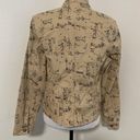 Christopher & Banks 2007 Tan Stretch Jacket Blazer Dog & People Sketch Drawing M Photo 4