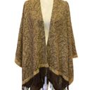 V. Fraas   Shrug /Shawl Fringe Detail- OS brown paisley print Shrug cardigan ponco Photo 6