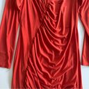 ZARA  Orange Long Sleeve Ruched Dress Solid Zipper Back Zip Up Lined Polyester L Photo 3