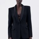 ZARA  DINNER TOXEDO Blazer Jacket w/ Satin Lapel Collar Long Sleeves Black S NEW Photo 5