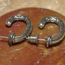 Brighton  Two-tone Swirl J Hoop 925 Sterling Silver Earrings Photo 3