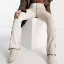 Bershka  Flare Pants with Seam Detail in Cream and Tan Photo 6