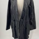 Vintage Leather Jacket Double Breasted Button Down Oversized Black Womens Medium Photo 6