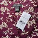 Ann Taylor  NWT Women's Small Maroon Floral Embroidered Blouse Puff Sleeve Ruffle Photo 10