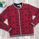 L.L.Bean Fair Isle Cardigan Christmas Sweater Red Photo 1