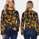 Ramy Brook  Sandi Floral Blue and Gold Crop Sweater sz M Photo 1