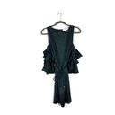 Amanda Uprichard  Green 100% Silk Ruffled Cut Out Shoulder Mini Dress Small Photo 1