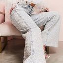 ASOS Luxe All over pearl embellished wide leg jean in light blue Photo 0