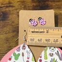 None Women's Lady Bug Studs Succulent Cactus Plant Dangle Earrings Set Pink White Photo 3