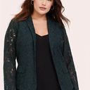 Torrid NWT  2 Green Lace Hi Lo Blazer Jacket Sheer Sleeve Open Front Womens 2XL Photo 0