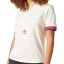 Adidas Originals Polo T-shirt Short Sleeve Quarter Zip Cream Red Blue XS Photo 0