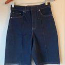 EXPRESS Super High Waisted 90s Bermuda Dark Wash Jean Shorts Size 4 Photo 2