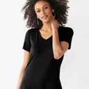 Nine West  Soft Spun Black V Neck Tshirt Size Medium Photo 0