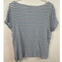 Woolrich  Striped Tee S Oversized Lettuce Hem Crepe Plisse Boat Neck Short Sleeve Photo 2