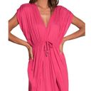 Elan 💕💕 Deep V-Neck Wrap Maxi Coverup Dress ~ Pink Large NWOT Photo 2