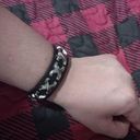 Hot Topic New sk8 skate Metal goth rock n roll bracelet cuff studded snap black silver Photo 0