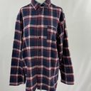 Nordstrom New  Plaid Flannel Button Down Pajama Shirt Navy Peacoat Tartan Photo 2