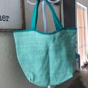 LANCOME teal blue tote bag dual side bag purse. Photo 3