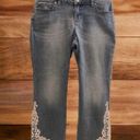 INC  Denim Straight Leg Curvy Fit Blue Denim Lace Crop Blue Jeans Women’s 6 Photo 0