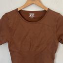 One Piece Women’s Brown OQQ  short sleeve fitted bodysuit, size XL Photo 2