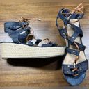 Unisa Sandals Blue Gladiator Wedged Heels Size 8 Photo 1