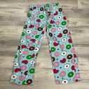 Just Love Blue with Multicolor Donuts Cropped Elastic Waist Pajama Pants Size S Photo 0