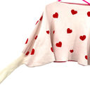 JustFab ‎ size medium dolman sleeve sweater white cream red heart crop length Photo 2