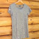 DKNY NWT  Silver Sequin T Shirt Top Photo 2