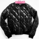 Alo Yoga Alo Idol Bomber Goose Down Jacket Black Quilted Warm Shiny Edgy Moto Puffer Coat Photo 5