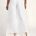 Lulus  Women’s Blissfully Boho Ivory Tasseled Wide-Leg Pants size Large Photo 12